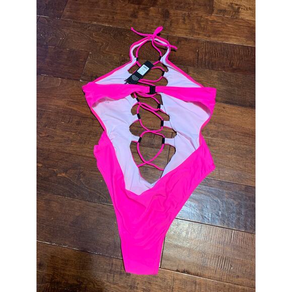 Fashion Nova Mia 1 Piece Swimsuit - Hot Pink NWT Sz 3X - Picture 2 of 4